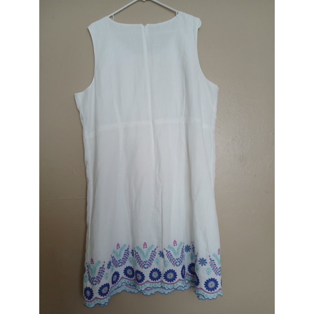 Talbots Dress 18w Petite Linen Embroidered Shift Resort Beach Cruise Bohemian - Picture 7 of 12